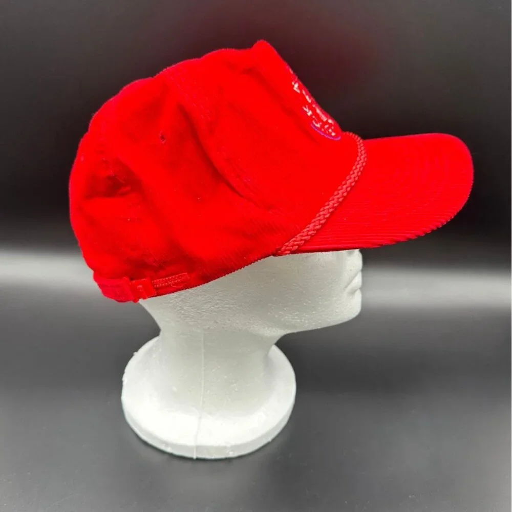 Vintage Buck Knives Hat Red Corduroy Adjustable Trucker Cap Made In Korea Retro - Picture 5 of 10